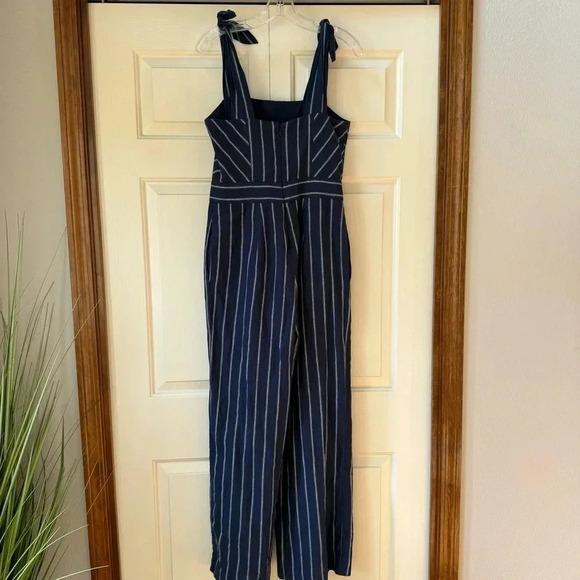 Rachel Roy Linen and Cotton Wide Leg Striped Jumpsuit Women’s size 4 - Picture 2 of 14